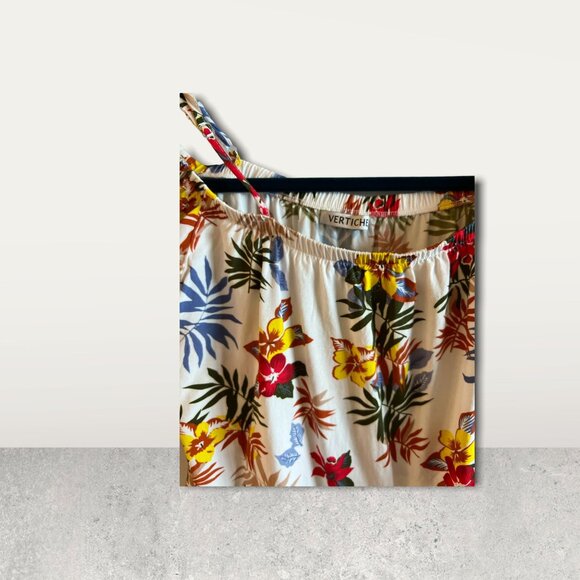 Womens Tropical Floral Off-Shoulder Blouse XL Vertiche 100% Cotton Lightweight & - Picture 3 of 5